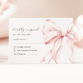 ピンクの蝶結びの上品な 返信カード