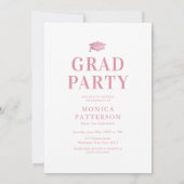 ピンクの蝶結びの写真 卒業パーティー 招待状 (裏面)