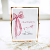 ピンクの蝶結びの卒業おめでとう　甘いものをご自由にどうぞ ポスター