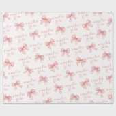 ピンクの蝶結びの名前 ラッピングペーパー (フラット)