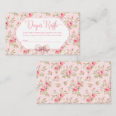 ピンクの蝶結びの女の子のベビーシャワーおむつラッフル封筒 エンクロージャーカード (正面/裏面)