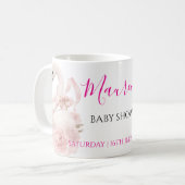 ピンクの蝶結びの女の子のベビーシャワー招待状 コーヒーマグカップ (正面左)