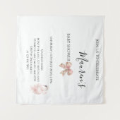 ピンクの蝶結びの女の子のベビーシャワー タペストリー (正面(横))