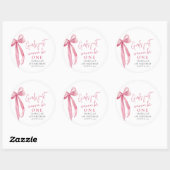 ピンクの蝶結びの女の子はただひとつになりたい 1歳の誕生日 ラウンドシール (シート)