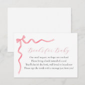 ピンクの蝶結びの本 赤ちゃんのためのブックカード 招待状 (正面/裏面)