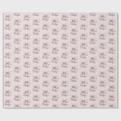 ピンクの蝶結びの美学コケッティ パーソナライズドネーム ラッピングペーパー (フラット)