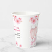 ピンクの蝶結びの花とプロセッコの花嫁シャワー 紙コップ (左)