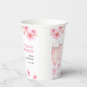 ピンクの蝶結びの花とプロセッコの花嫁シャワー 紙コップ (右)