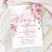 ピンクの蝶結びの花のブライダルシャワーの招待状 招待状