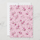 ピンクの蝶結びの花柄の1歳誕生日 招待状 (裏面)