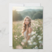 ピンクの蝶結びの花 愛が咲く ブライダルシャワー 招待状 (裏面)