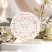 ピンクの蝶結びの花 赤ちゃんが咲く ベビーシャワー ラウンドシール