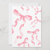 ピンクの蝶結びの誕生日招待状 招待状 (裏面)