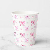 ピンクの蝶結びコケッタ柄 ブライダルシャワー 紙コップ (裏面)