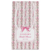 ピンクの蝶結びコケッタ ブライダルシャワー 小さなギフトバッグ スモールペーパーバッグ (正面)