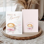 ピンクの蝶結びコーヒー ブライダルシャワー 招待状