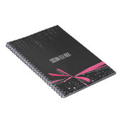 ピンクの蝶結びスパークルリボン＆グリッタージャーナルノートブック ノートブック (右側)