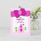 ピンクの蝶結びスパ・スリンバーティー 招待状 (スタンド正面)