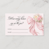 ピンクの蝶結びパール キスがいくつ 結婚式ゲーム エンクロージャーカード (正面)