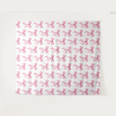 ピンクの蝶結び模様のウェディングシャワー写真用背景 タペストリー (正面(横))