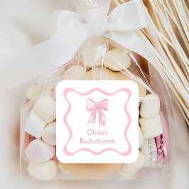 ピンクの蝶結び お嬢さん最後の独身パーティー スクエアシール