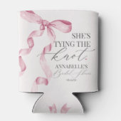 ピンクの蝶結び ウェディングシャワーのおもてなしギフト 缶クーラー (裏面)