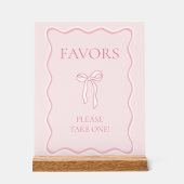 ピンクの蝶結び ウェディングシャワーのお守り アクリルサイン