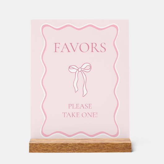 ピンクの蝶結び ウェディングシャワーのお守り アクリルサイン