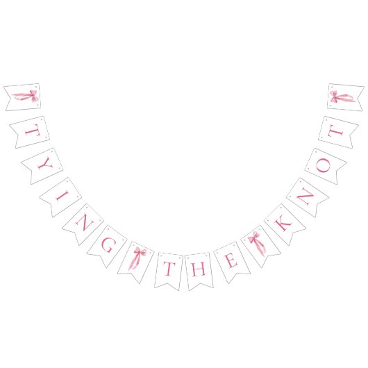 ピンクの蝶結び ウェディングシャワーのお祝い バンティングフラッグ (全)