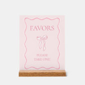 ピンクの蝶結び ウェディングシャワーのお favors アクリルサイン (正面)
