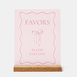 ピンクの蝶結び ウェディングシャワーのお favors アクリルサイン