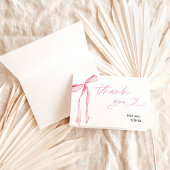 ピンクの蝶結び ウェディングシャワーの感謝カード サンキューカード