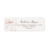 ピンクの蝶結び ウェディングシャワーの返信住所ラベル ラベル (正面)