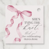 ピンクの蝶結び ウェディングシャワーパーティー フェイバータグ (裏面)