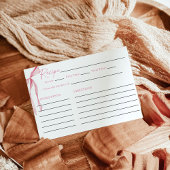 ピンクの蝶結び ウェディングシャワーレシピカード 招待状