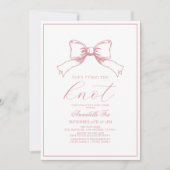 ピンクの蝶結び ウェディングシャワー 招待状 (正面)