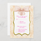 ピンクの蝶結び ウェディング返信カード 招待状 (正面/裏面)