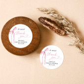 ピンクの蝶結び ウェディング シャワーフェイスシール お菓子ラベル ラウンドシール