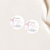 ピンクの蝶結び ウェディング シャワーフェイスシール お菓子ラベル ラウンドシール