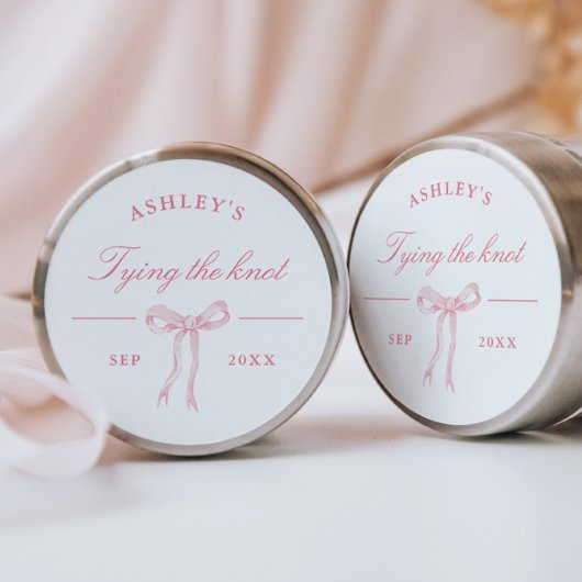 ピンクの蝶結び ウェディング ノット フェイバー ラウンドシール