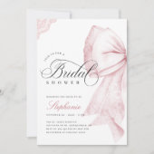 ピンクの蝶結び エレガントなブライズシャワー 招待状 (正面)