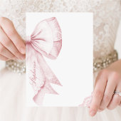 ピンクの蝶結び エレガントなブライズシャワー 招待状