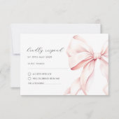 ピンクの蝶結び エレガントな出欠返信カード 出欠カード (正面)