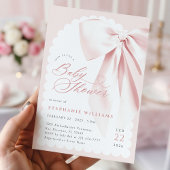 ピンクの蝶結び エレガント ベビーシャワー 招待状