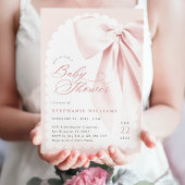 ピンクの蝶結び エレガント ベビーシャワー 招待状