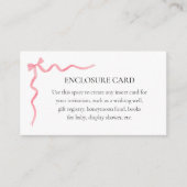 ピンクの蝶結び カスタム封入カード エンクロージャーカード (正面)