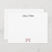 ピンクの蝶結び コケッタ オーダーネーム ステーショナリー ノートカード (正面/裏面)