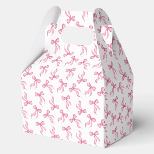 ピンクの蝶結び コケッタ パーソナライズド ブライダルシャワー フェイバーボックス (裏面)