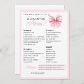 ピンクの蝶結び コケッタ ベビーシャワー - 編集可能な名前, 5x7 招待状 (正面/裏面)