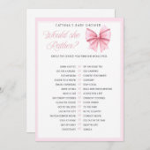 ピンクの蝶結び コケッタ ベビーシャワー - 編集可能な名前、5x7 招待状 (正面/裏面)